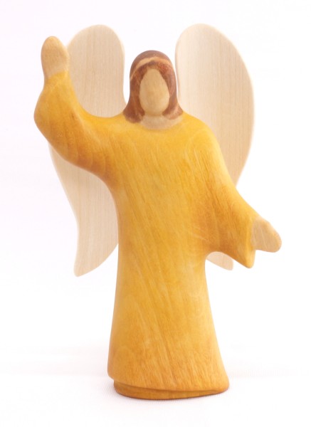 kleiner Engel 11,5 cm, mit gelbem Gewand, aus Erlenholz