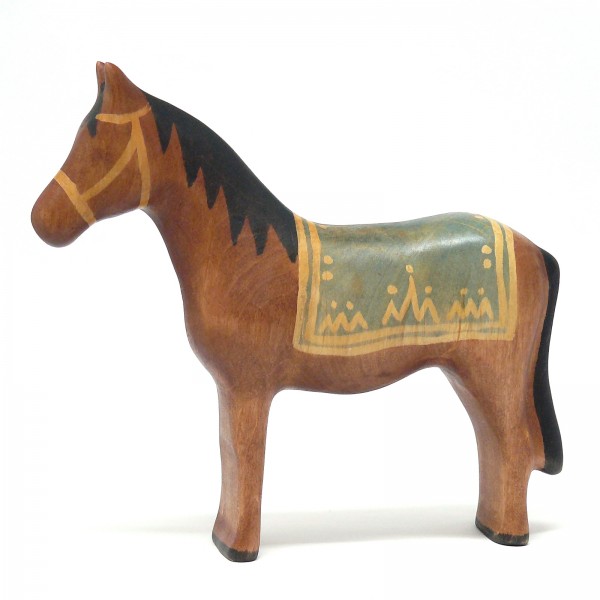 Königspferd mit farbiger Decke von buntspechte-holzspielfiguren.deKönigspferd mit farbiger Decke