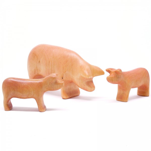 Schwein mit Ferkel von buntspechte-holzspielfiguren.de